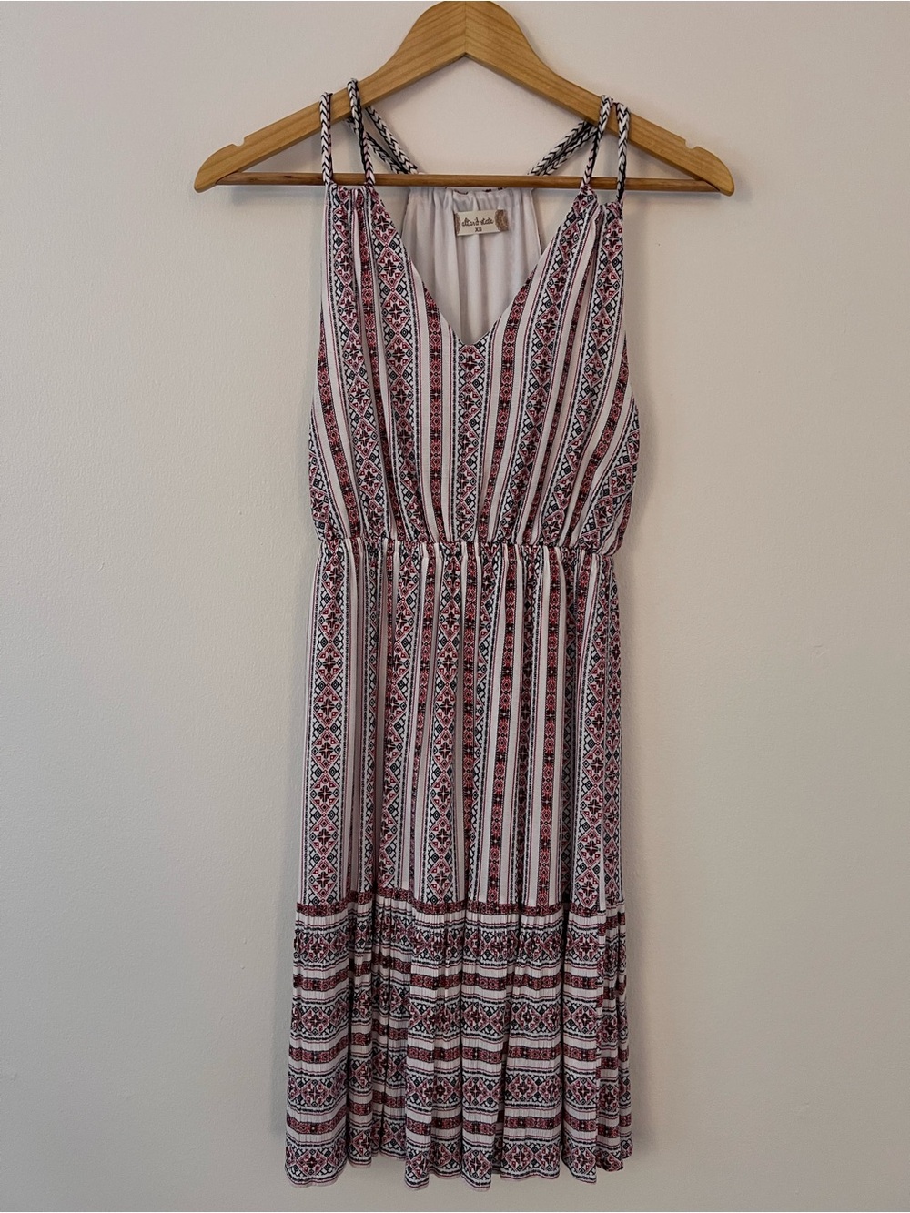 Altar'd State Pink and White Striped Boho Midi Dress